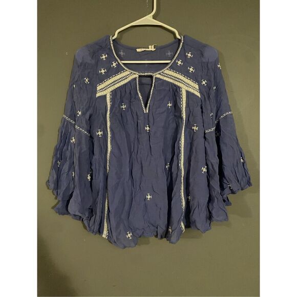 Floreat by Anthropologie The Adena Embroidered Blouse Bell Sleeves Size 2 - Picture 1 of 7